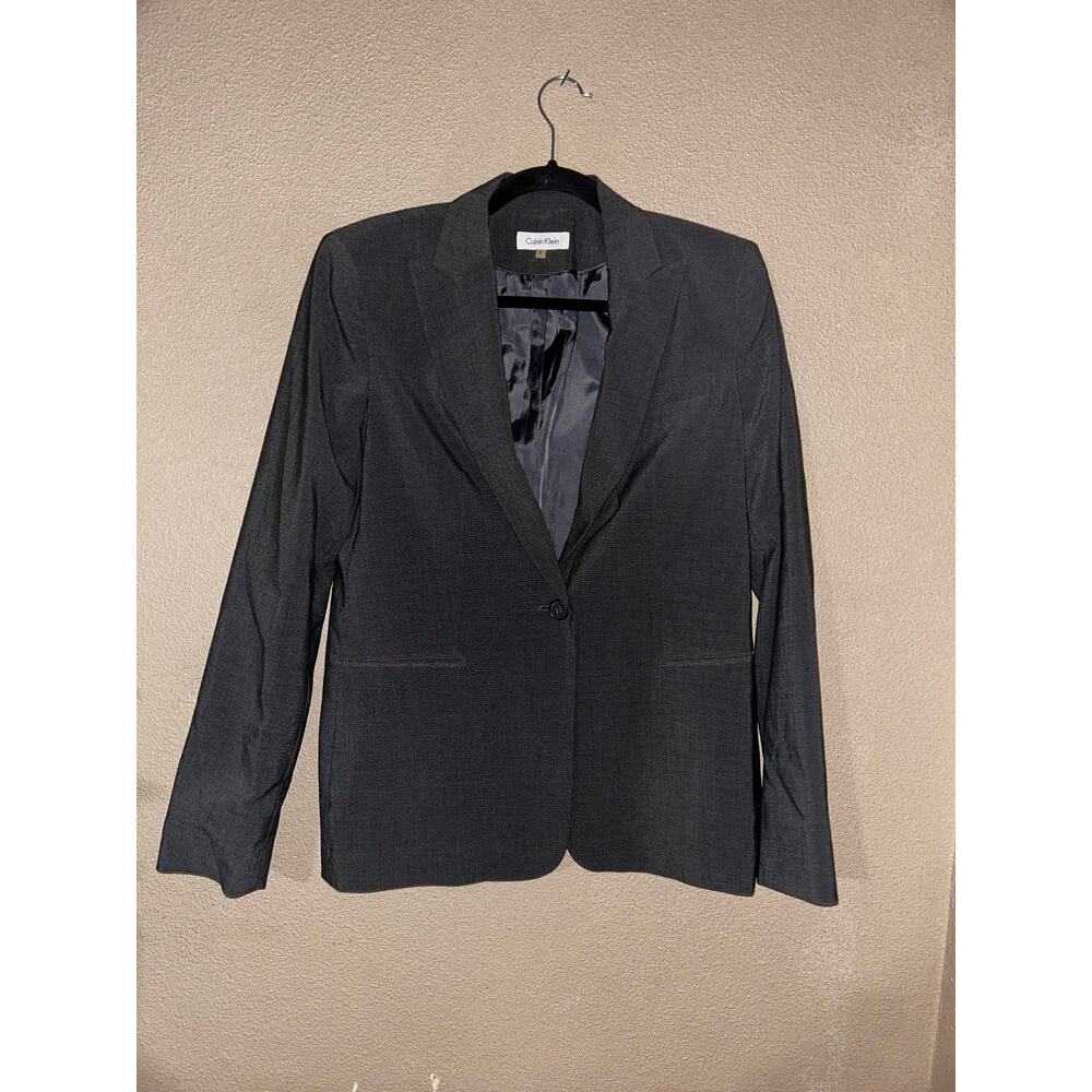 Calvin Klein Professional Preppy Academia Notched Lapel  Single Button Blazer
